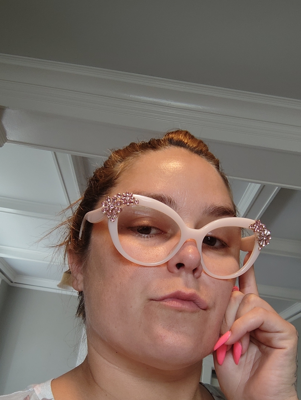 kate spade Blush Pink Cat-Eye Sunglasses with Crystal Accents